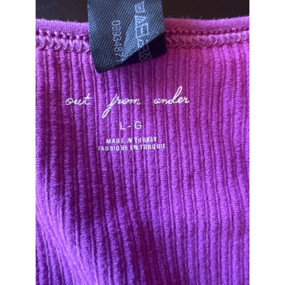 Out From Under Urban Outgitters Ribbed Pink V-Neck Cropped Tank Top L - Picture 3 of 4